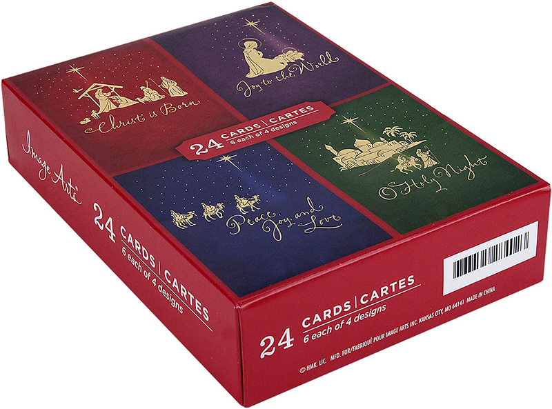  Boxed Christmas Cards Assortment, Elegant Icons (4 Designs, 24 Cards with 