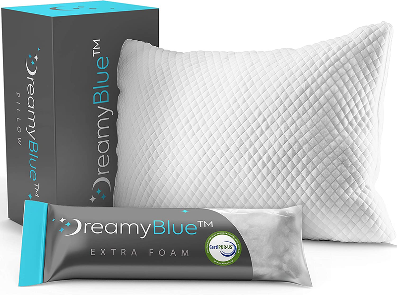Premium Pillow for Sleeping - Shredded Memory Foam Fill [Adjustable Loft] Washable Cover from Bamboo Derived Rayon - for Side, Back, Stomach Sleepers - Certipur-Us Certified (Queen)