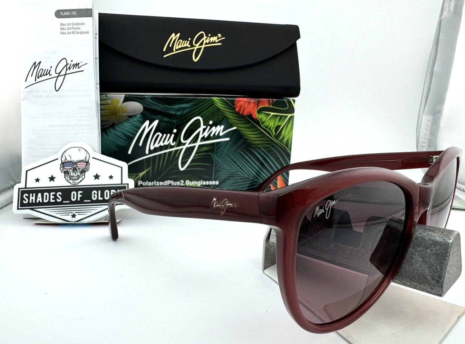 Pre-owned Maui Jim Glory Glory Mj 833-13d Milky Raspberry Maui Rose Polarized Sunglasses In Pink