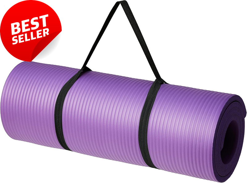 Extra Thick Yoga Mat, 12.7mm, with Strap, 188x61cm, Purple