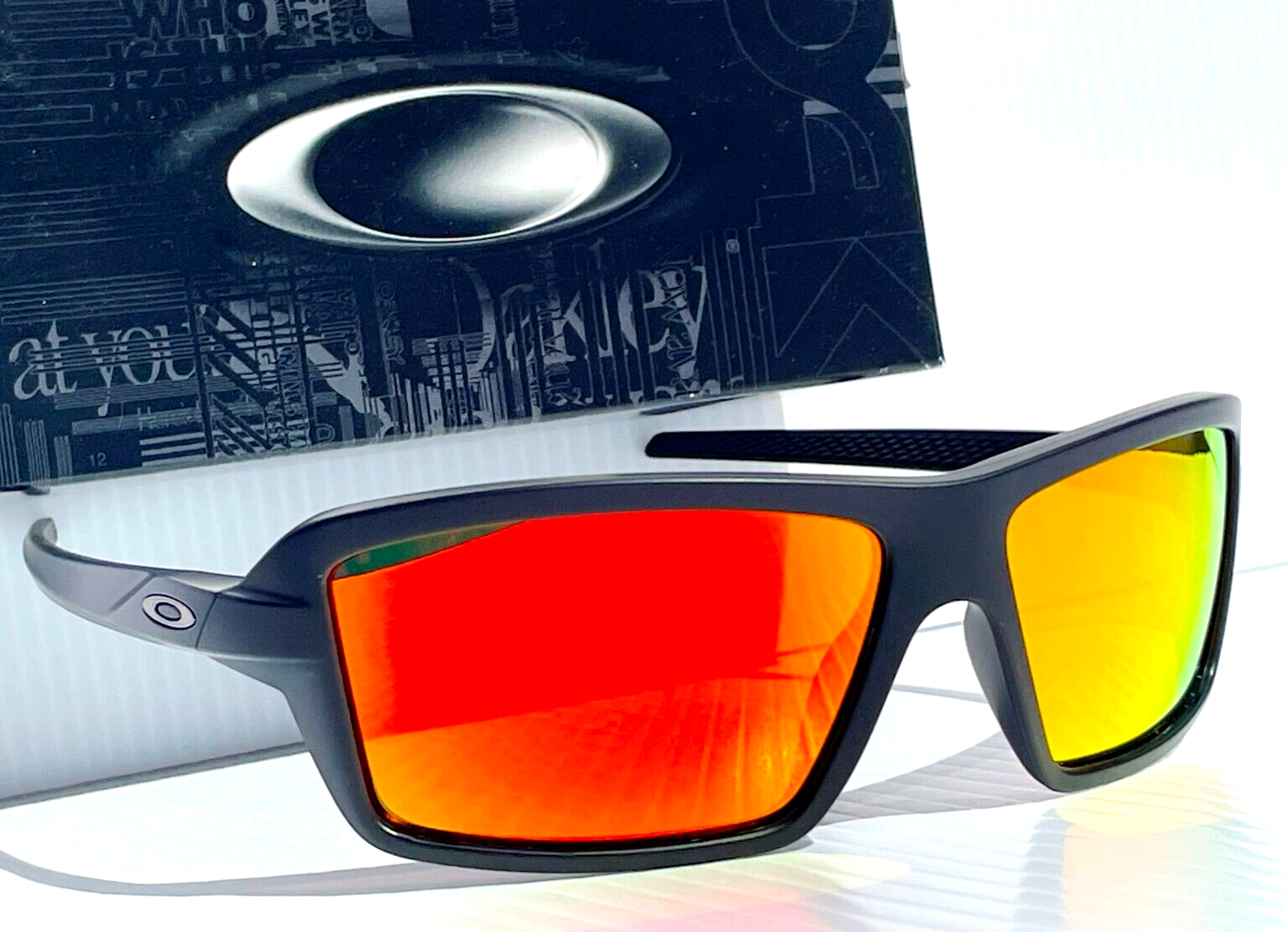 NEW Oakley CABLES Matte Black POLARIZED Galaxy Ruby Lens Sunglass