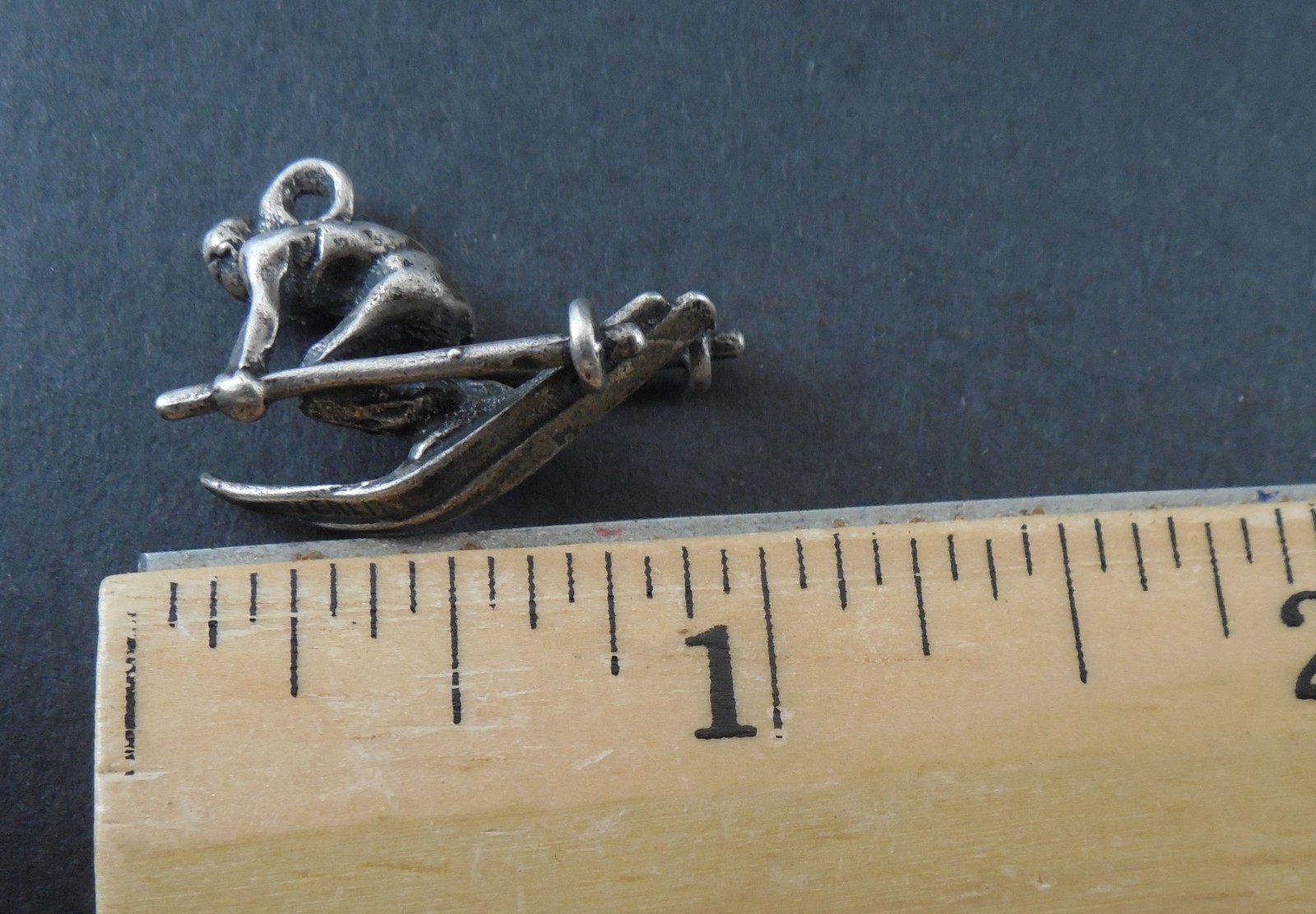 Vintage - Skier - Downhill Racer - Winter Sports - 3D Sterling Silver Charm