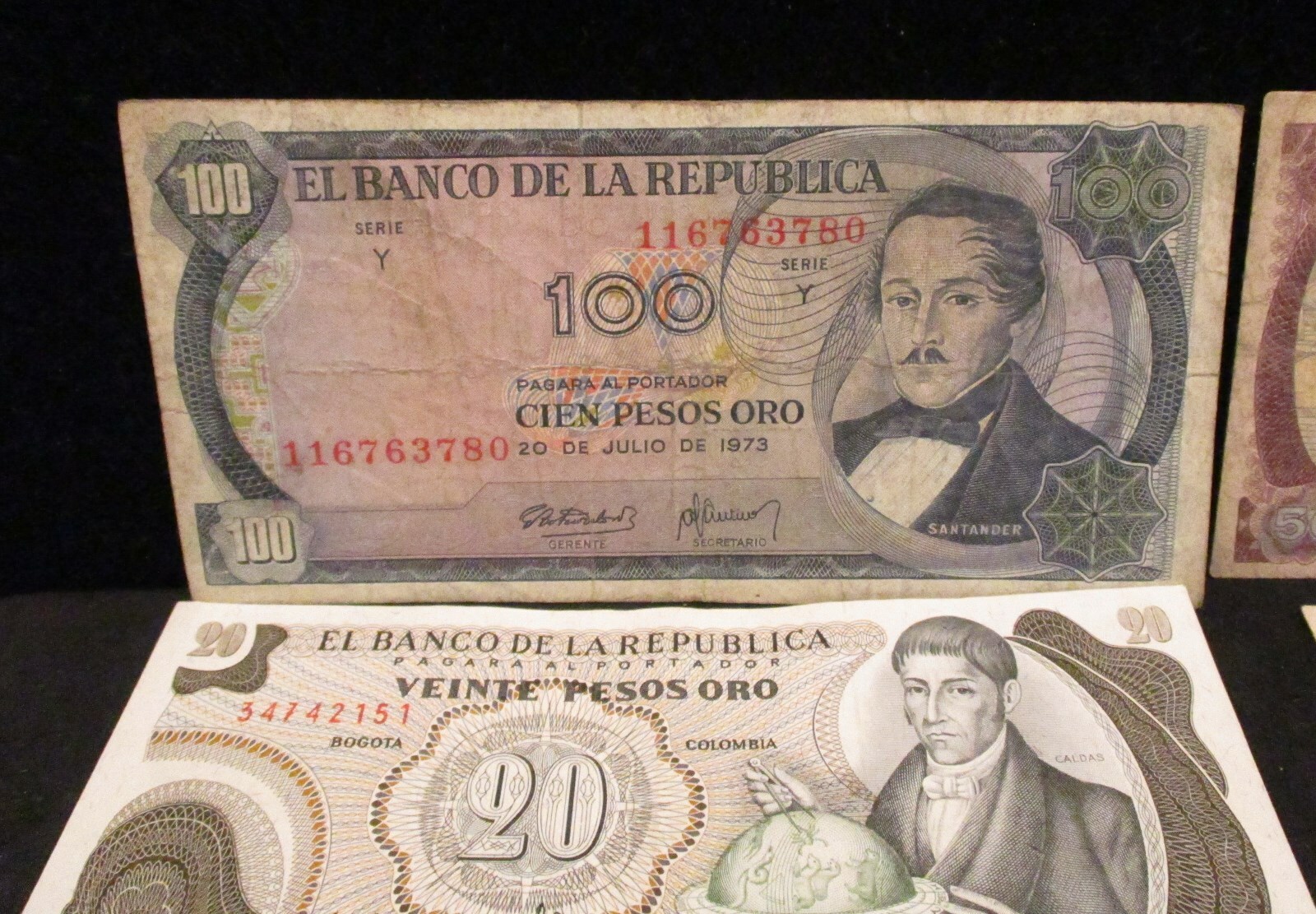 Lot of (7) Columbia Banknotes from the 70's - All Differnt Denominations - Circ.