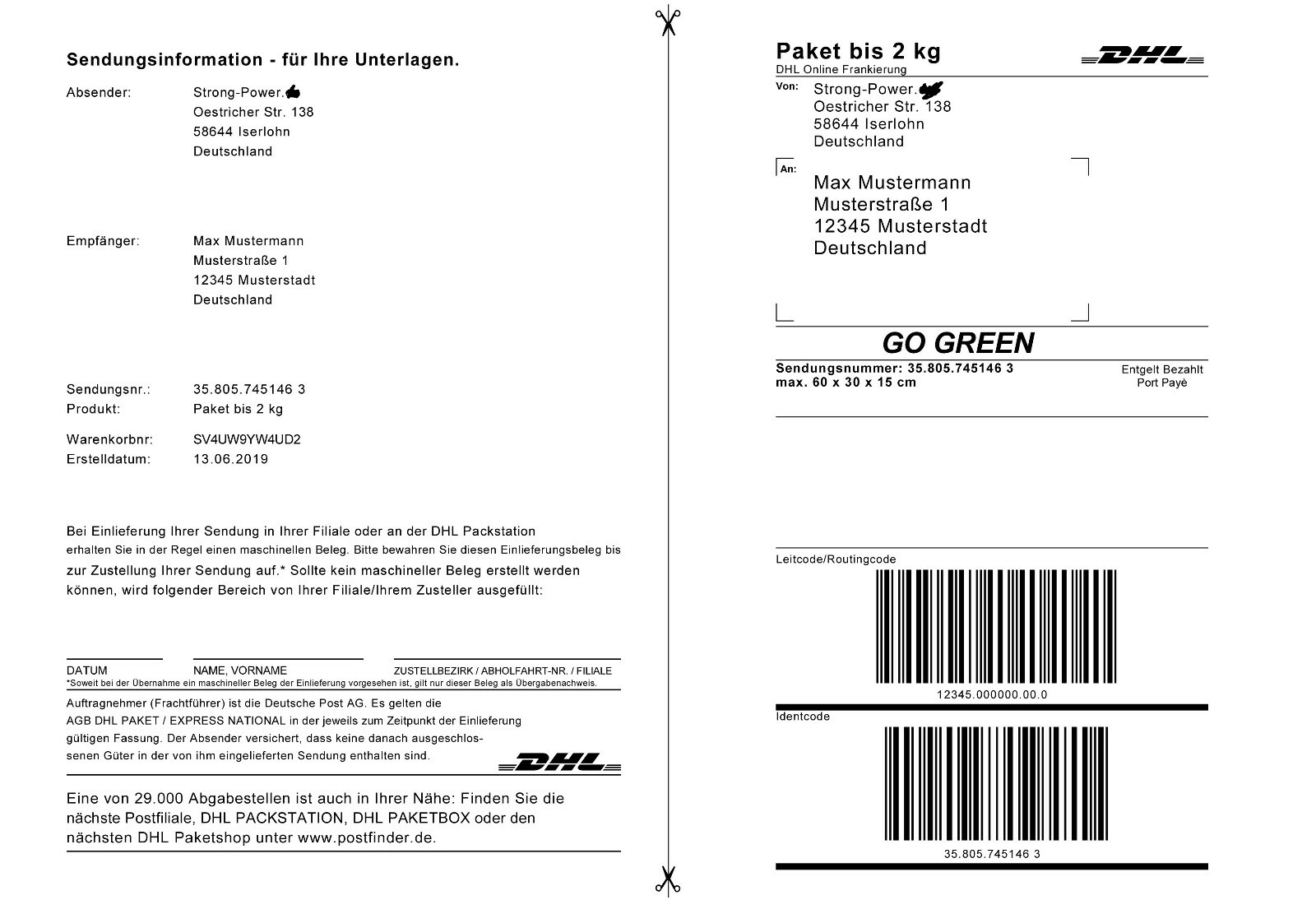 DHL Versandetiketten Paketaufkleber selbstklebende