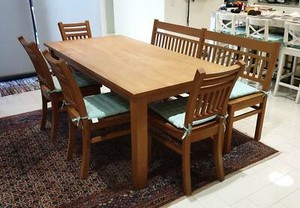 8 seater wooden dining table with 4 chairs and bench | Dining Tables