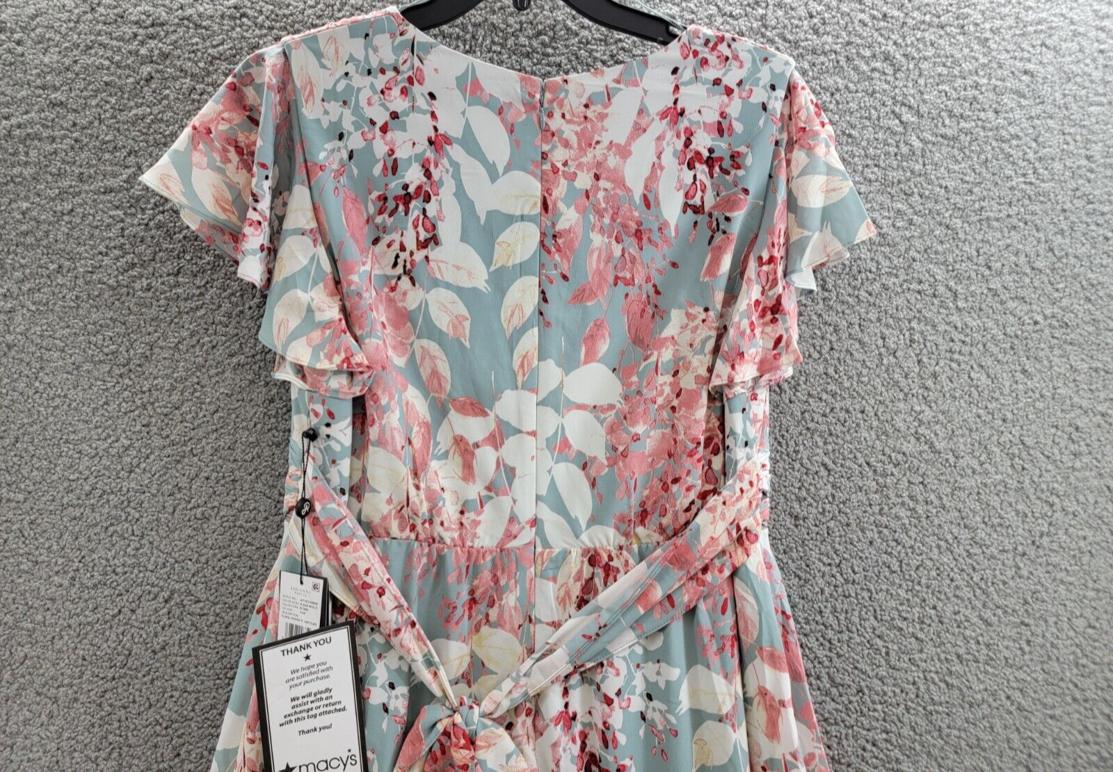 Adrianna Papell Plus Surplice Midi Dress Women's 14W Aqua Multi Back Zip Closure - Picture 11 of 18