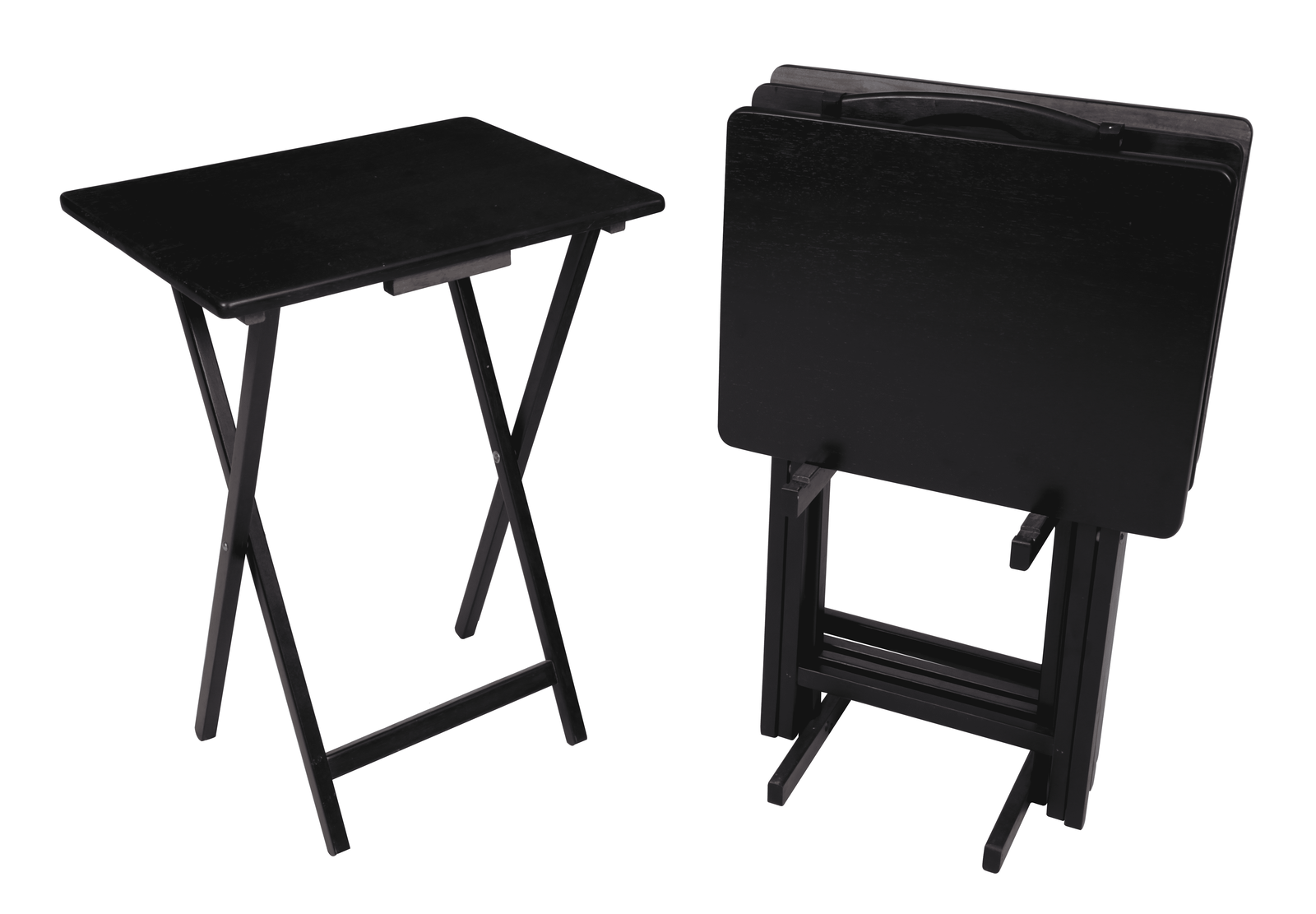 Black 5-Piece Folding TV Tray Table Set, 19 x 15 x 26 Inch