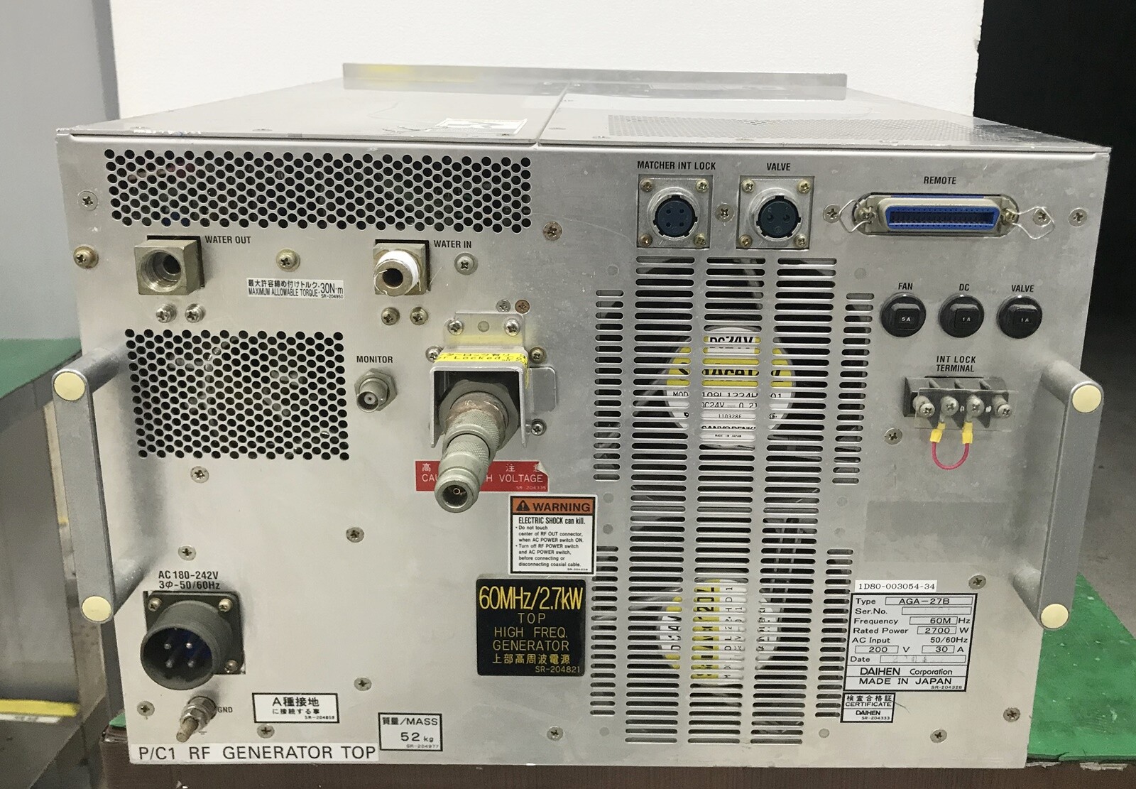 DAIHEN AGA27B 60MHZ 2700W RF POWER GENERATOR