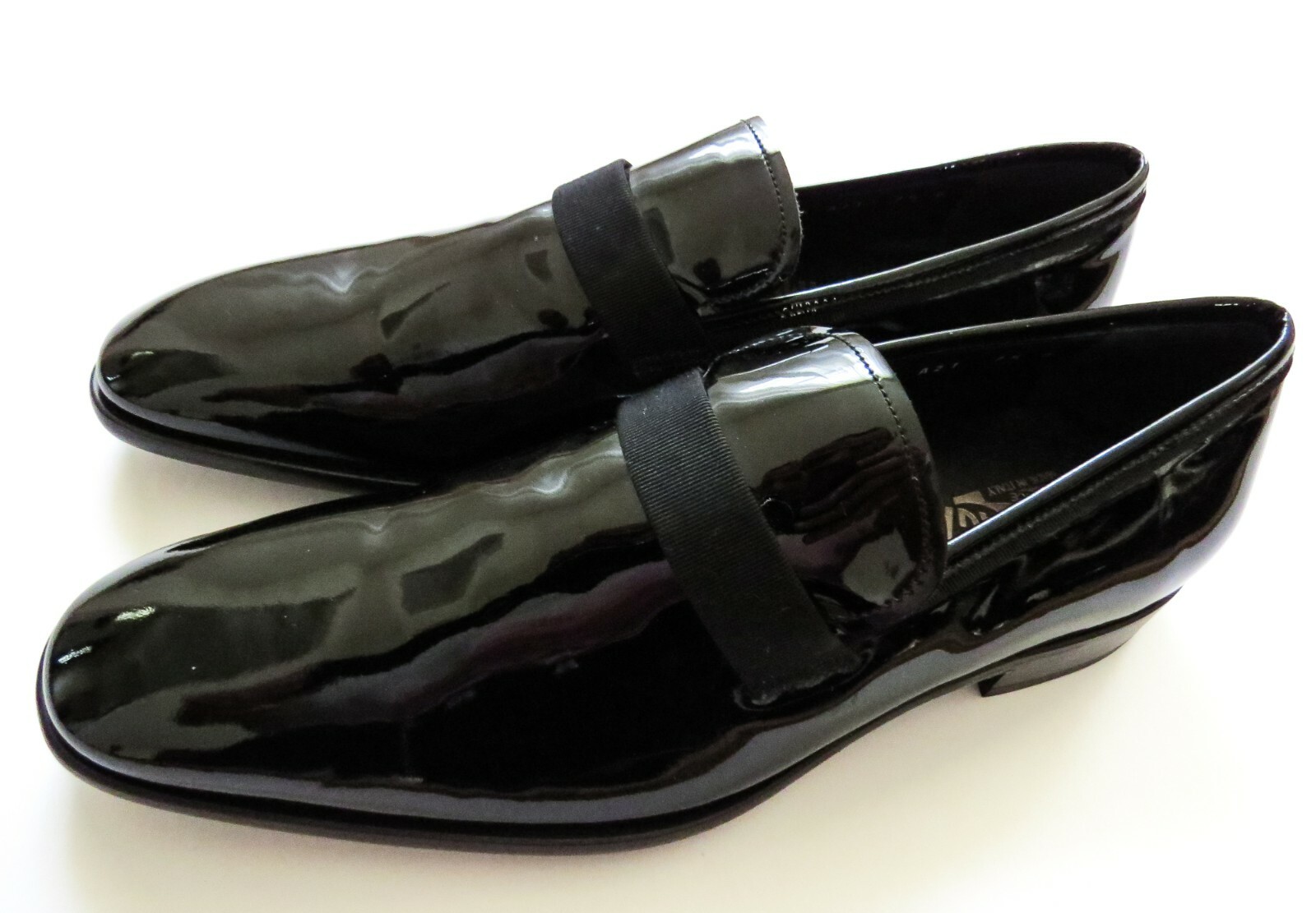 SALVATORE FERRAGAMO Black Patent Leather Tuxedo Shoes 7.5 US SALVATORE FERRAGAMO Black Patent Leather Tuxedo Shoes 7.5 US
