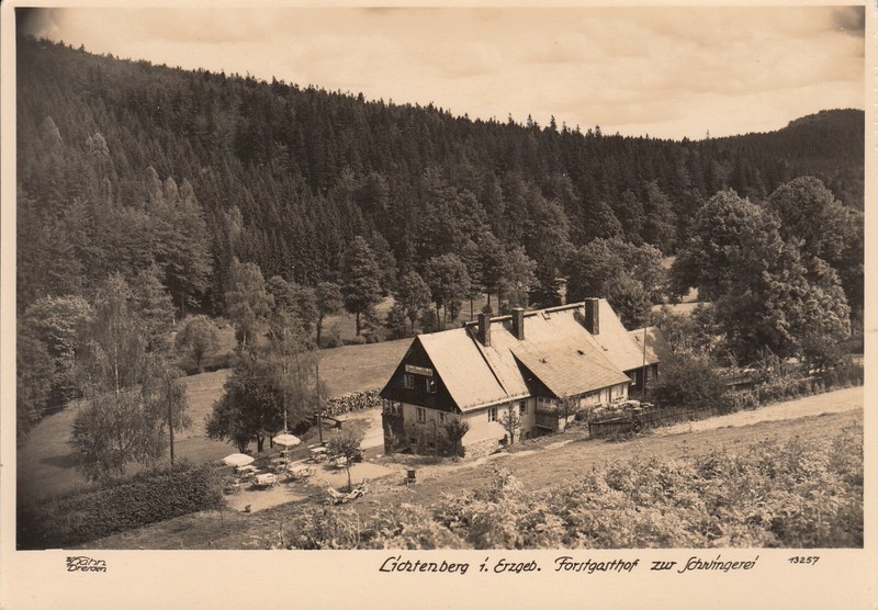 Postkarte - Lichtenberg I. Erzgebirge / Forstgasthof Zur Schwingerei  (26)