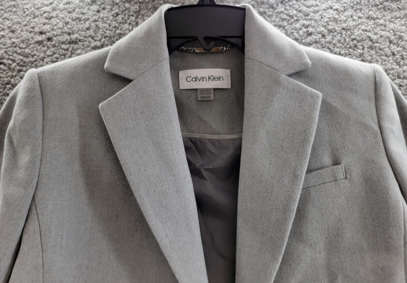 Calvin Klein Petite Cropped Open-Front Blazer Womens 2P Gray Heather Long Sleeve - Picture 3 of 16