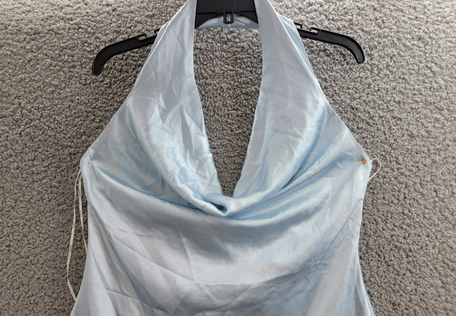 Elliatt Miami Cowl Neck Mini Dress Women's M Light Blue Solid Button Zip Closure - Picture 3 of 17