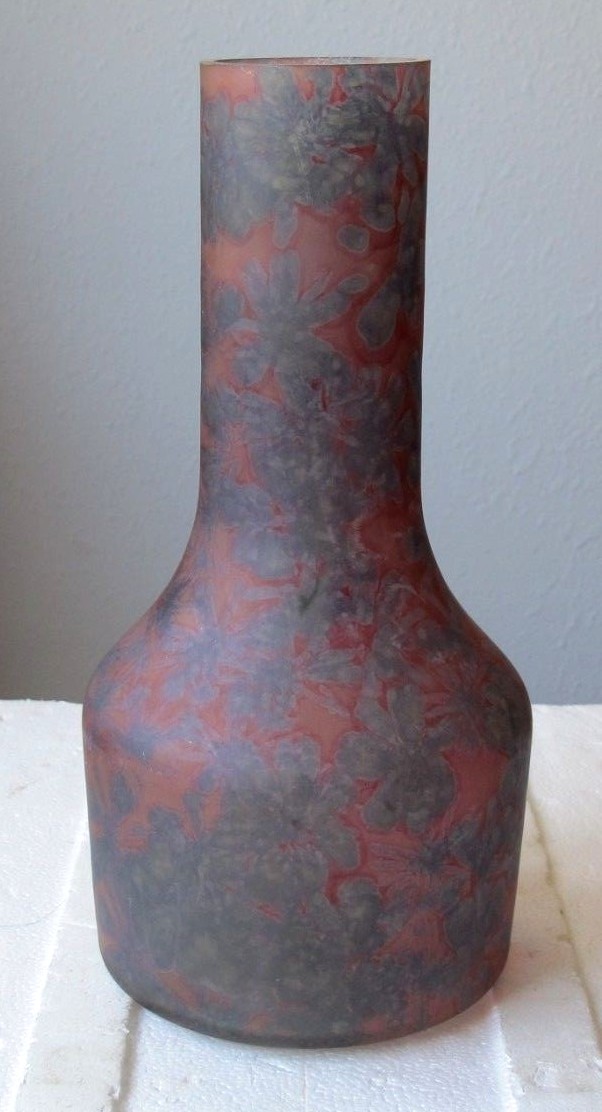 Antique Red Blue Decorative Art Glass Flower Vase 10.5