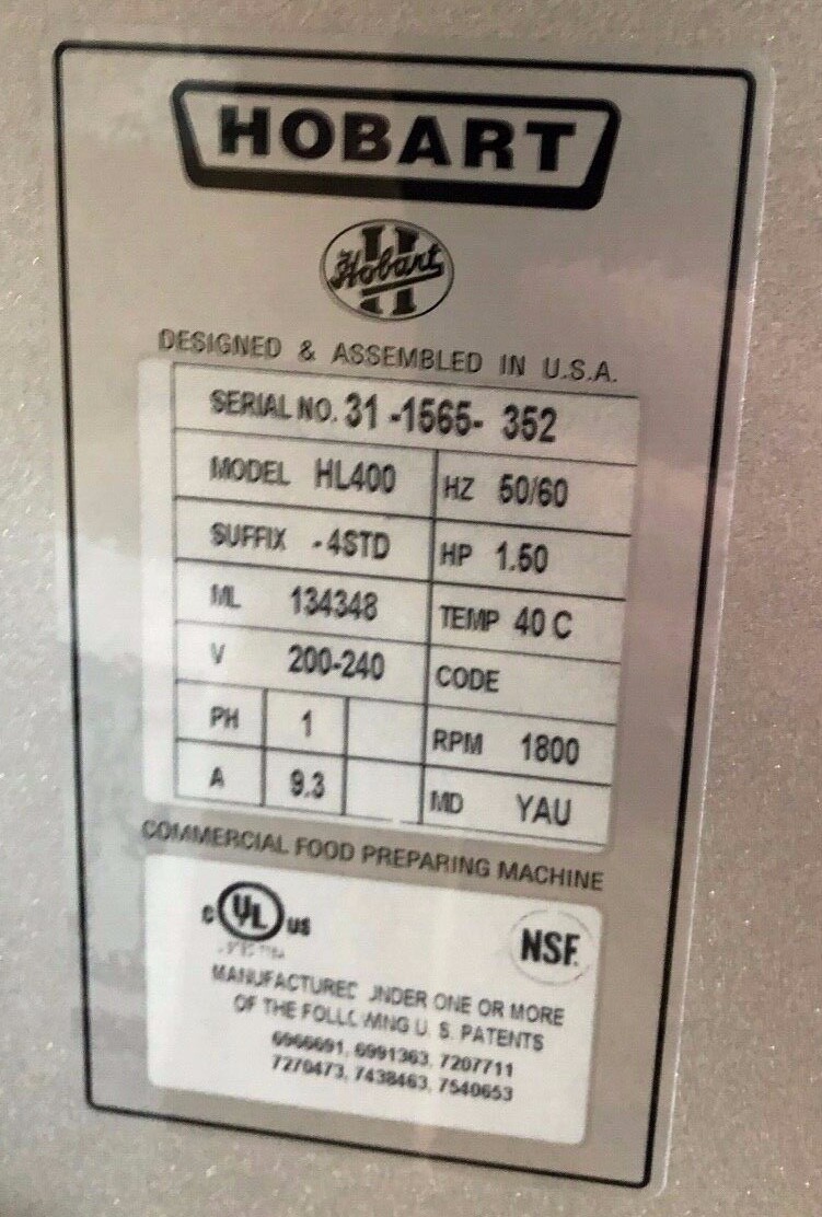 NEW Hobart HL400-4STD 40 qt Planetary Mixer - Floor Model, 1-1/2 hp, 200-240v