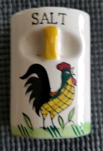 6 VINTAGE HAND PAINTED CERAMIC ROOSTER SPICE SHAKERS-MADE IN JAPAN-CORK STOPPERS