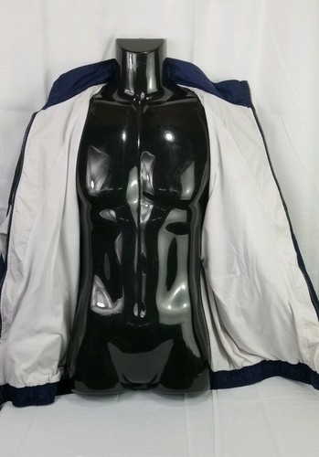 Vtg 90s Adidas Jacket Windbreaker Size Large Blue Black White