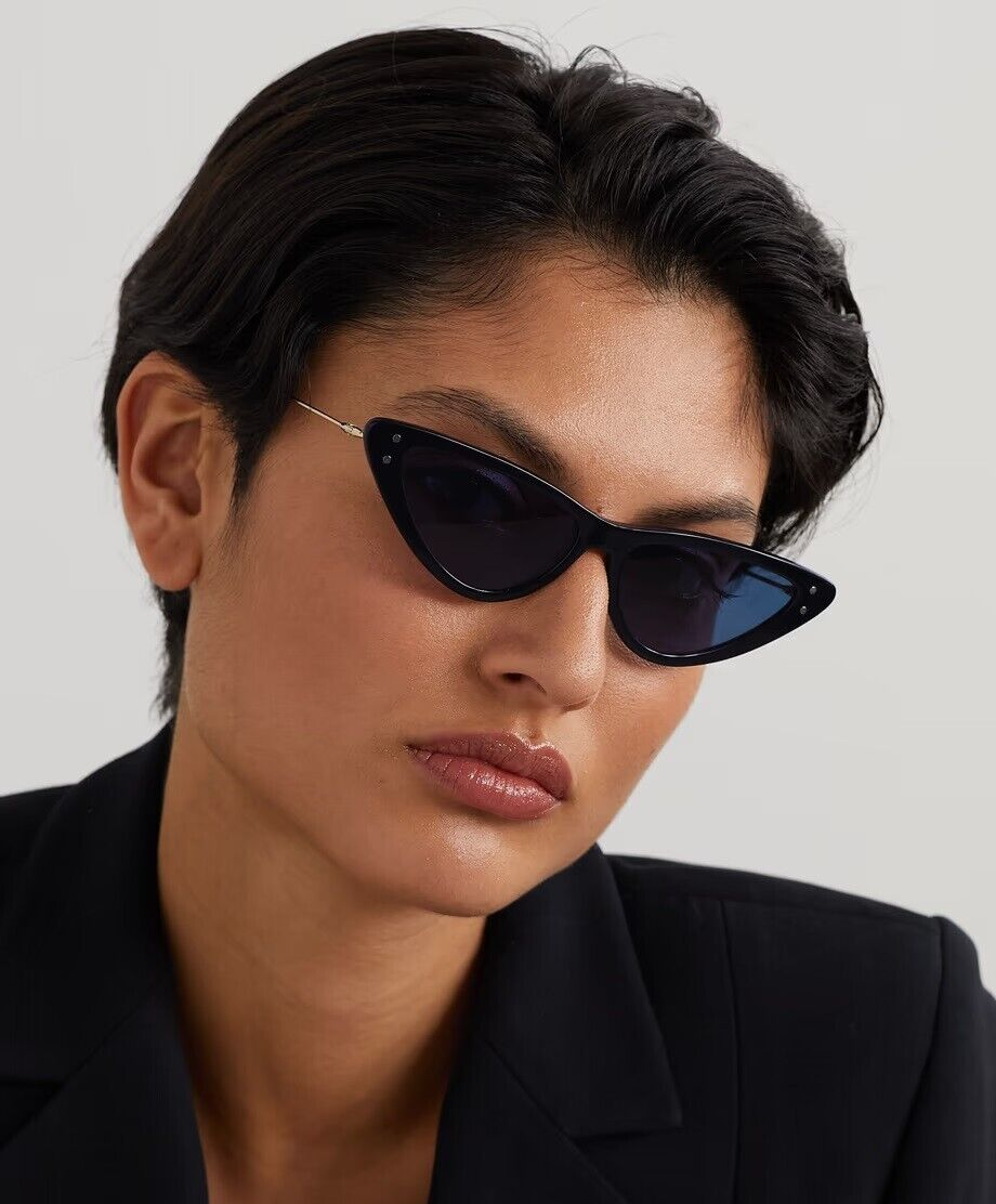 Pre-owned Dior Miss B4u Cd40105u 01v 12b0 Black Blue Unisex Cat Eye Sunglasses