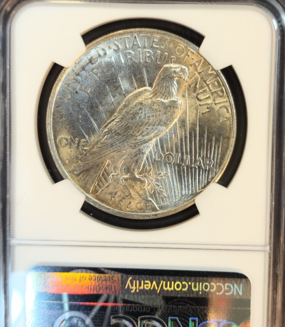 1922 D PEACE SILVER DOLLAR $1 NGC MS 63 MINT ERROR STRUCK ON DEFECTIVE PLANCHET