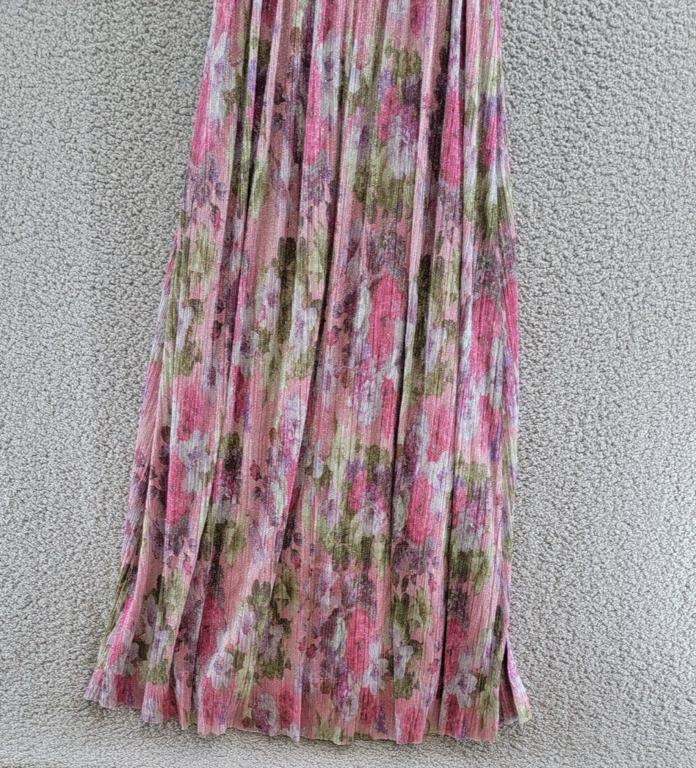 Eliza J Shimmer Belted Maxi Dress Women's 8 Pink Multi Sleeveless Zip Closure - Picture 11 of 16