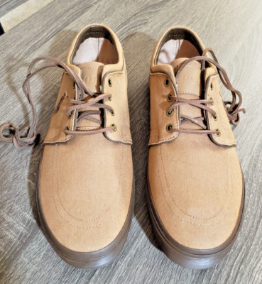 NWOT POLO RALPH LAUREN FAXON LOW KHAKI VINTAGE CANVAS SHOES SZ 14D-CLEAN!