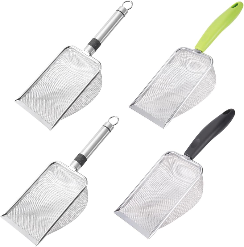 4PCS Reptile Scooper,Litter Cleaner Corner Scoop, Reptile Sand Fine Mesh,Cat Lit