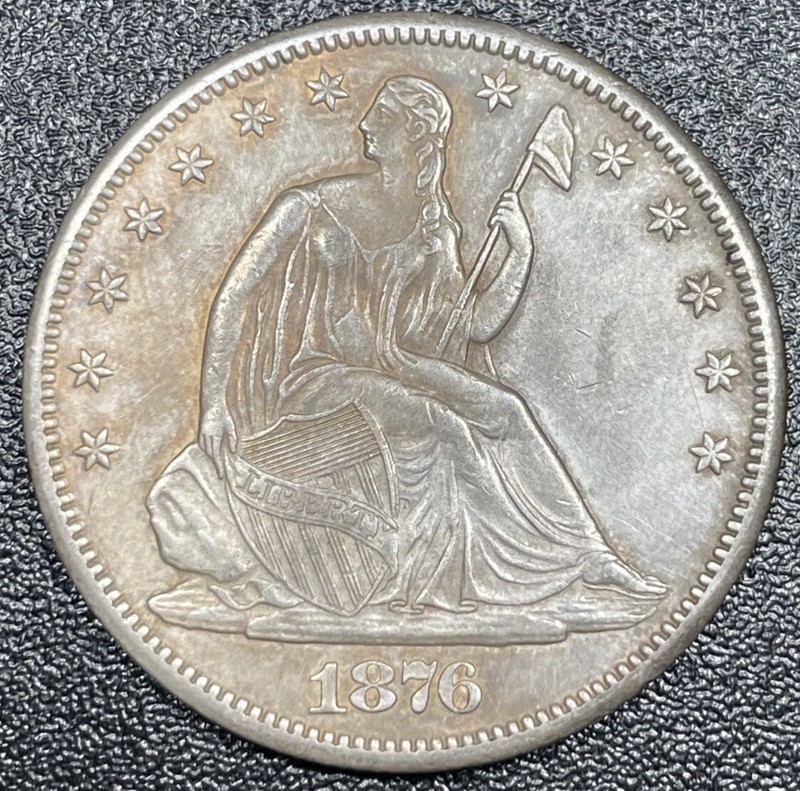 1876-CC Liberty Seated Silver Half Dollar 50c AU About Uncirculated