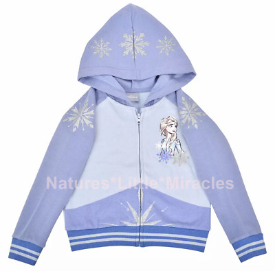 FROZEN Elsa Hoodie Sweat Shirt Zip Jacket Size 4-8-14 Disney Princess Purple NWT