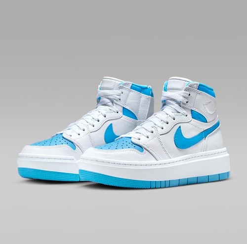 Pre-owned Jordan In Box Nike Air  1 Elevate High White Blue Women Shoes Size 7 Comfort In White/white/dark Powder Blue