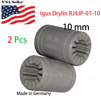 2 Pcs 3D Printer Solid Polymer LM10UU Bearing 10mm shaft Igus Drylin RJ4JP-01-10