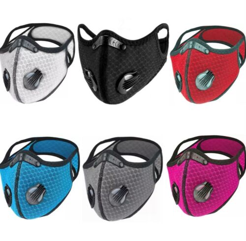 Cycling Face Mask With Active Carbon Filter Breathing Valves Reusable Washable