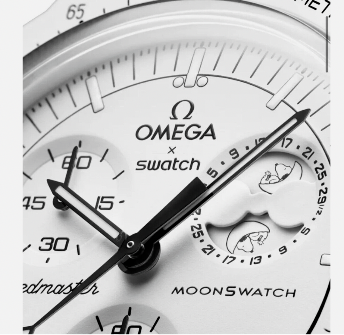Pre-owned Swatch X Omega Mission To The Moonphase Snoopy Bioceramic Watch