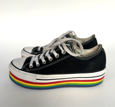Converse Chuck Taylor All Star Rainbow Platform Low Top Black Women s Size US 7