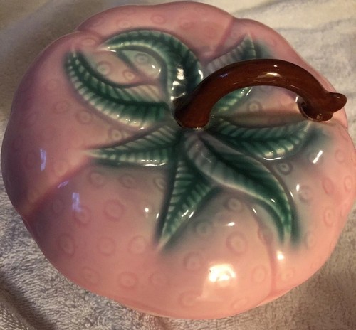 Vintage Belmar Calif Pottery 310 Pink Strawberry Chip & Dip Set Bowl Dish 6p Set