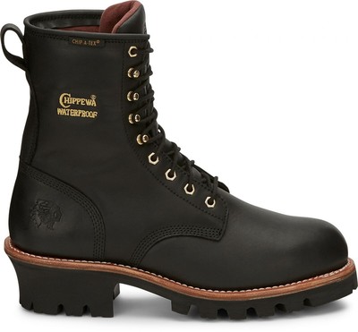 Pre-owned Chippewa 8" Paladin Steel Toe Waterproof Insulated Logger Work Boot Black