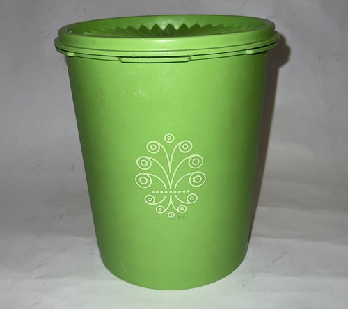 Vintage Tupperware Apple Green Canister 6.25” High with Lid