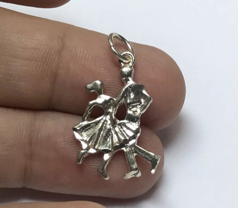 Small Sterling Silver Dancing Couple Charm 925 Ballroom Dancers