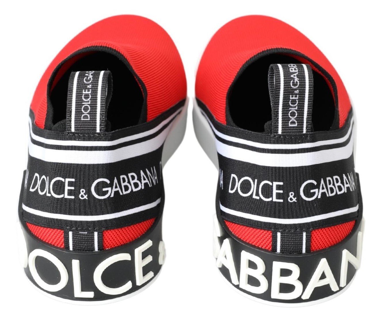 Pre-owned Dolce & Gabbana Shoes Red White Flat Sneakers Loafers Eu40 / Us7 Rrp $700