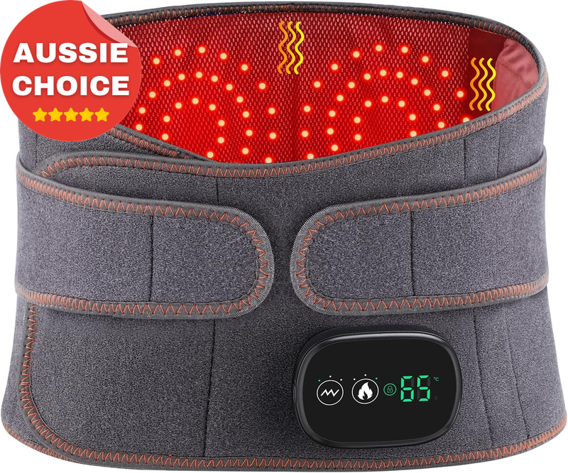 Lower Back Massager Heating Pad with Heat Vibration Adjustable Size Grey