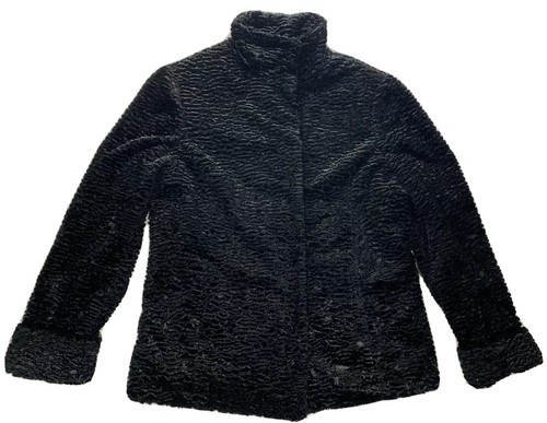 TRIBAL Coat Sz 4 Black Textured Clasp Closure Short Jacket