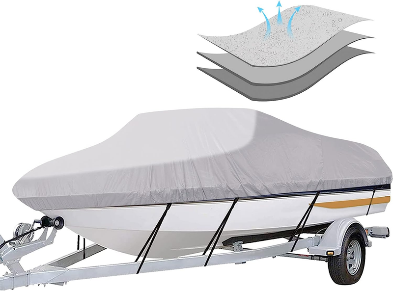 Icover Trailerable Boat Cover- 16'-18.5' Fits V-Hull,Fish&Ski,Pro-Style,Fishing