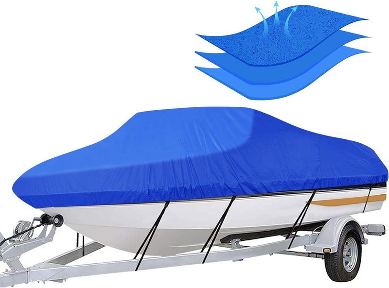 Icover Trailerable Boat Cover- 16'-18.5' Fits V-Hull,Fish&Ski,Pro-Style,Fishing