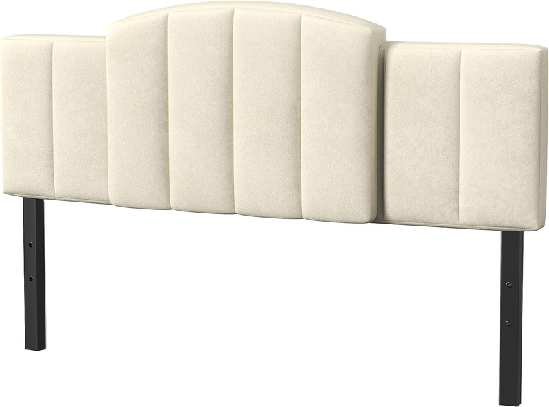 Iccequee Bed Headboard Velvet Upholstered Curved Top Design Full/Queen/King Size