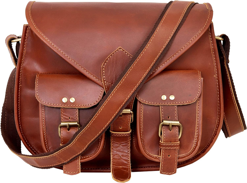 13 Inch Vintage Crossbody Bags, Vintage Leather Satchel for Women, Leather Purse