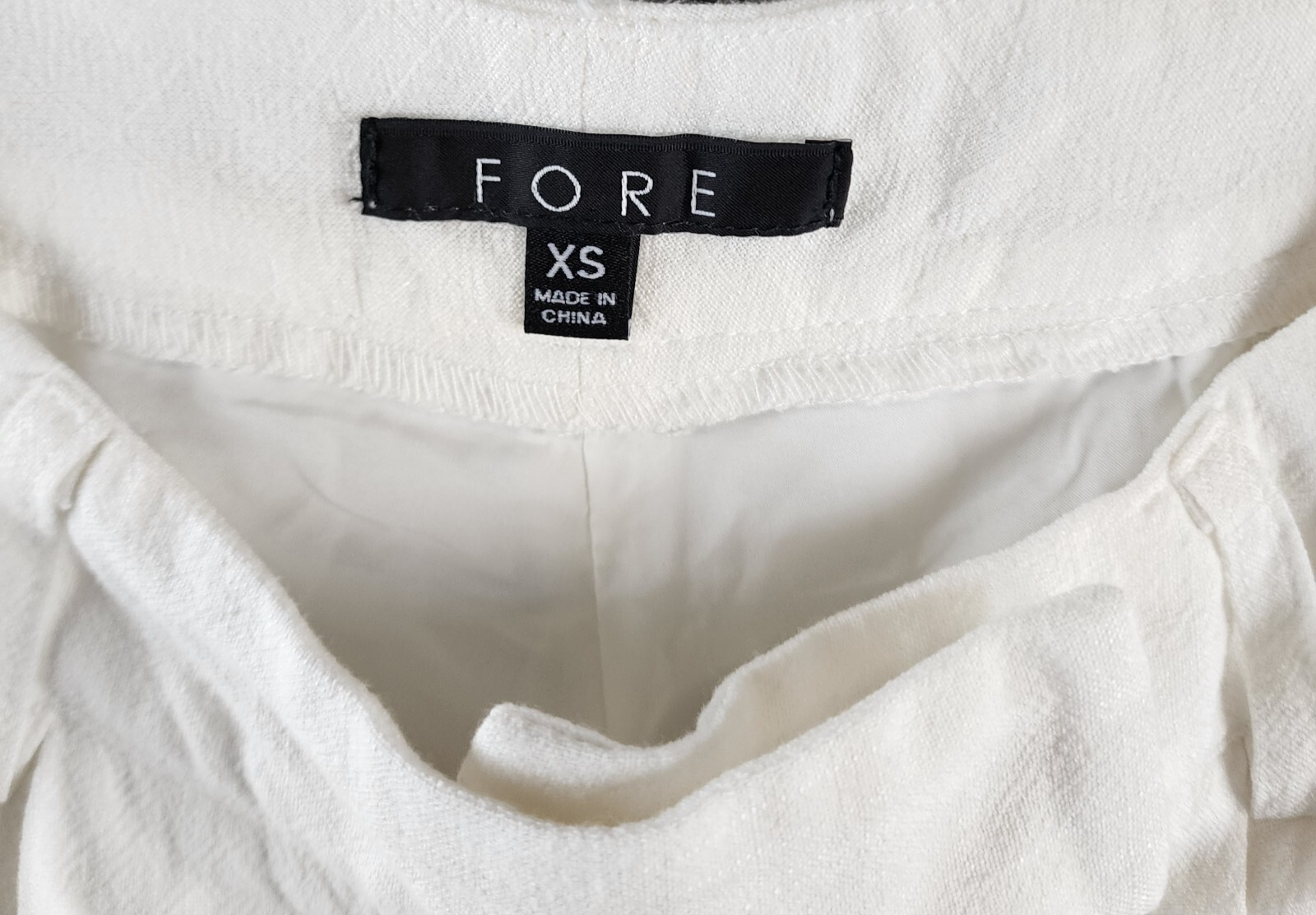 FORE Linen Blend High Rise Slim Fit Pants Womens XS White Belt Loops Zip Closure - Picture 8 of 13