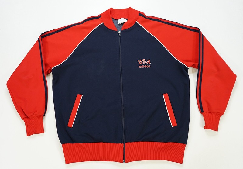 Rare VTG ADIDAS Team USA Spell Out Striped Full Zip Track Jacket 90s Olympics XL