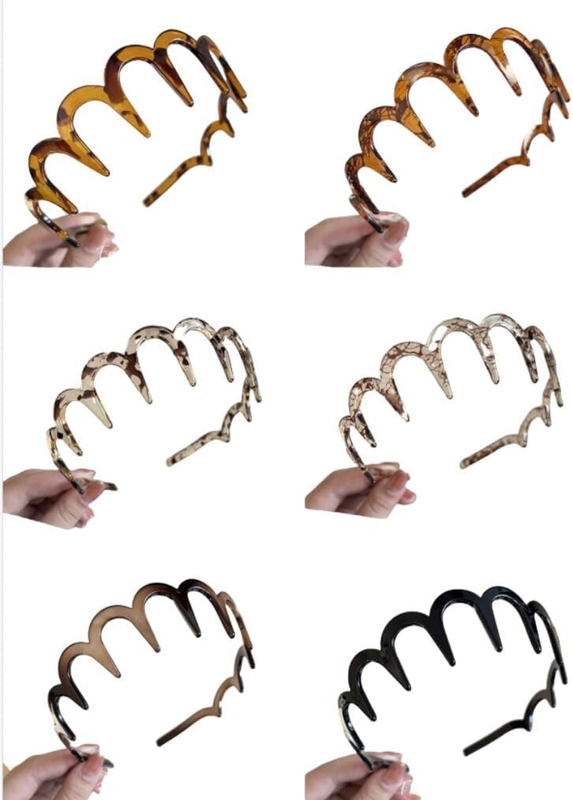 Zig Zag Headbands, 6 Piece Wavy Hair Comb Shark Tooth Headbands,Zigzag Shark Too