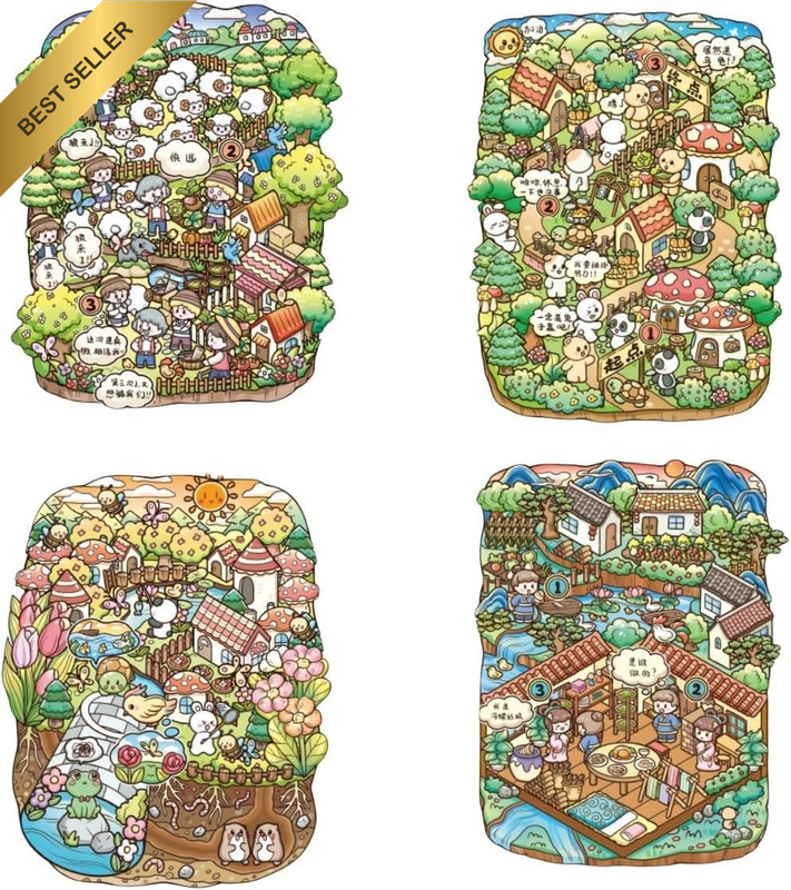 3D Sticker Scene Card, Extra Large 4 Set Sticker Therapy for Adults Kids,Beautif