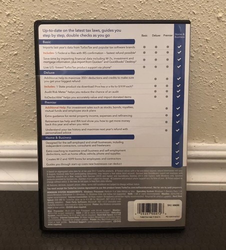 Intuit Turbotax Home & Business 2018 Federal / State Returns Windows/Mac SEALED