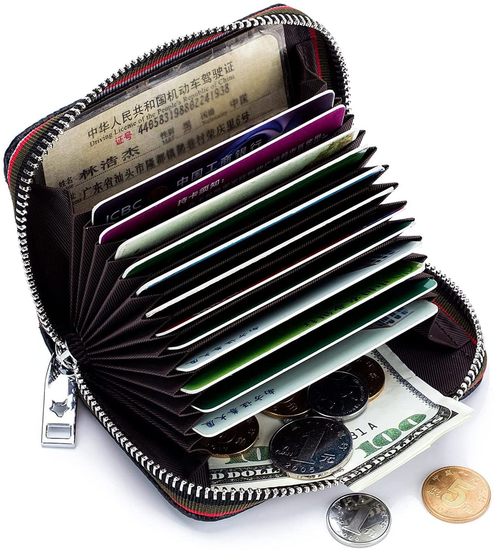 Mens RFID Blocking Leather Bifold Wallet Credit Card ID Holder Zip Around Purse