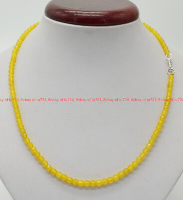 Lots 4mm Natural Multicolor Gems Faceted Round Beads Necklaces Silver Clasp 18''